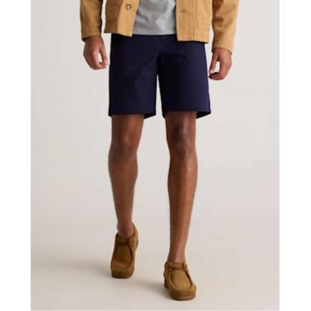 NWT Quince Mens Organic Cotton Classic Stretch Chino Shorts Deep Navy 32